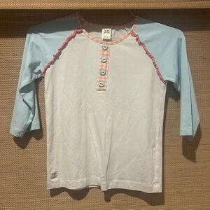 Wildflowers Long Sleeve Tees Blue and White Casual Comfort